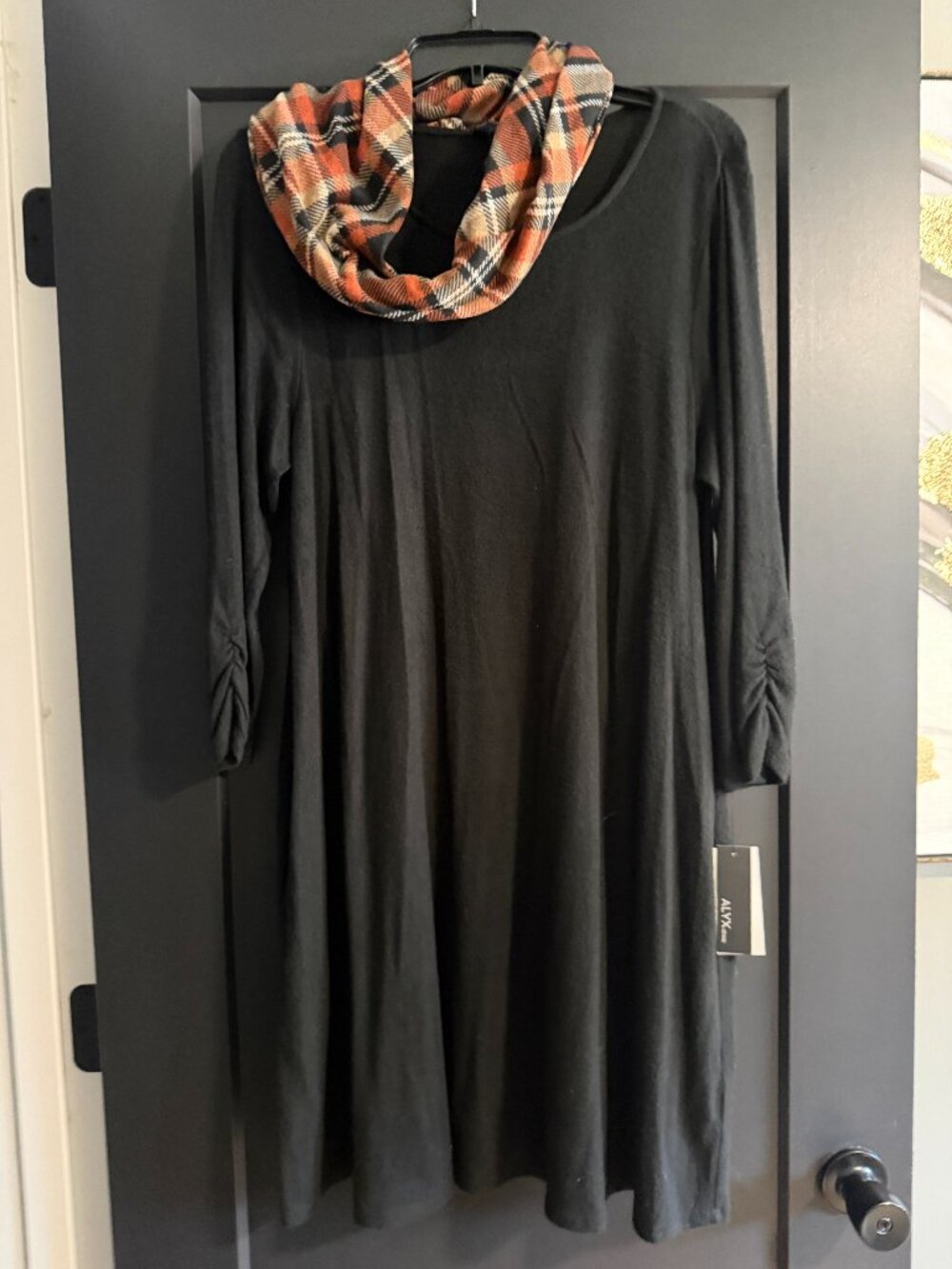 NWT ALYX Black Dress with Infinity Scarf sz L
